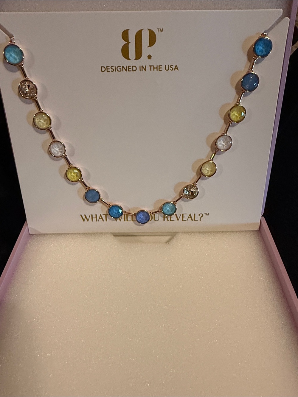 Designed in the USA Multi-Color Crystal Station Necklace